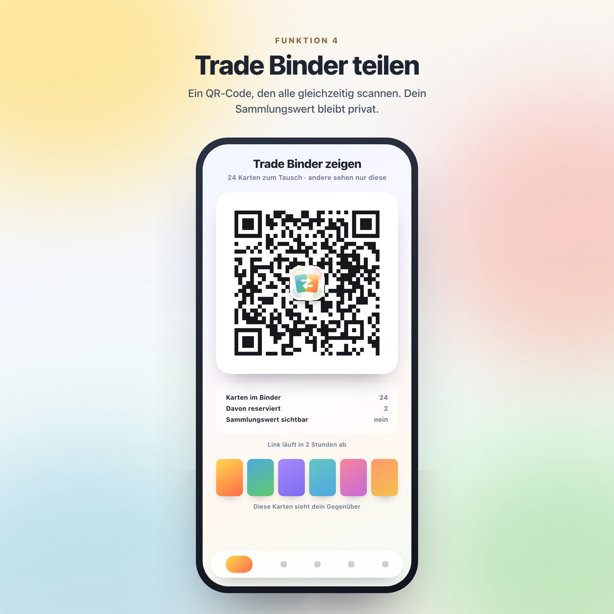 Trade Binder per QR-Code teilen, ohne den Sammlungswert preiszugeben